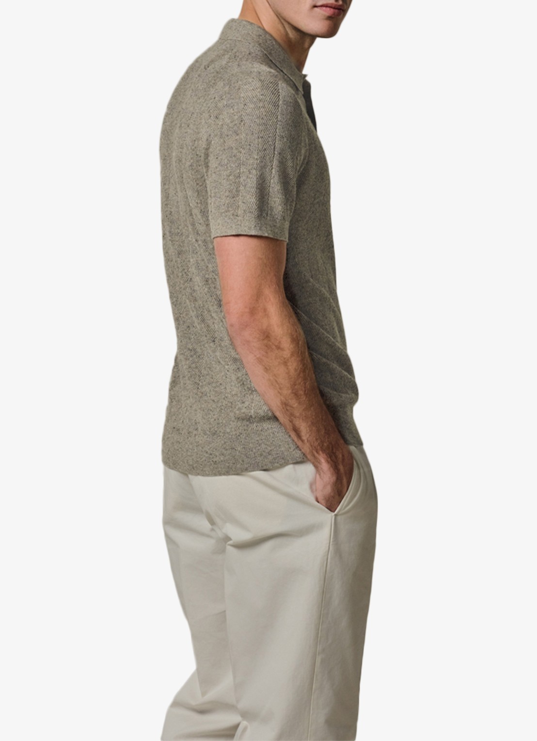 Profuomo Regular fit polo in linnenblend - achterkant 4 donkerbeige