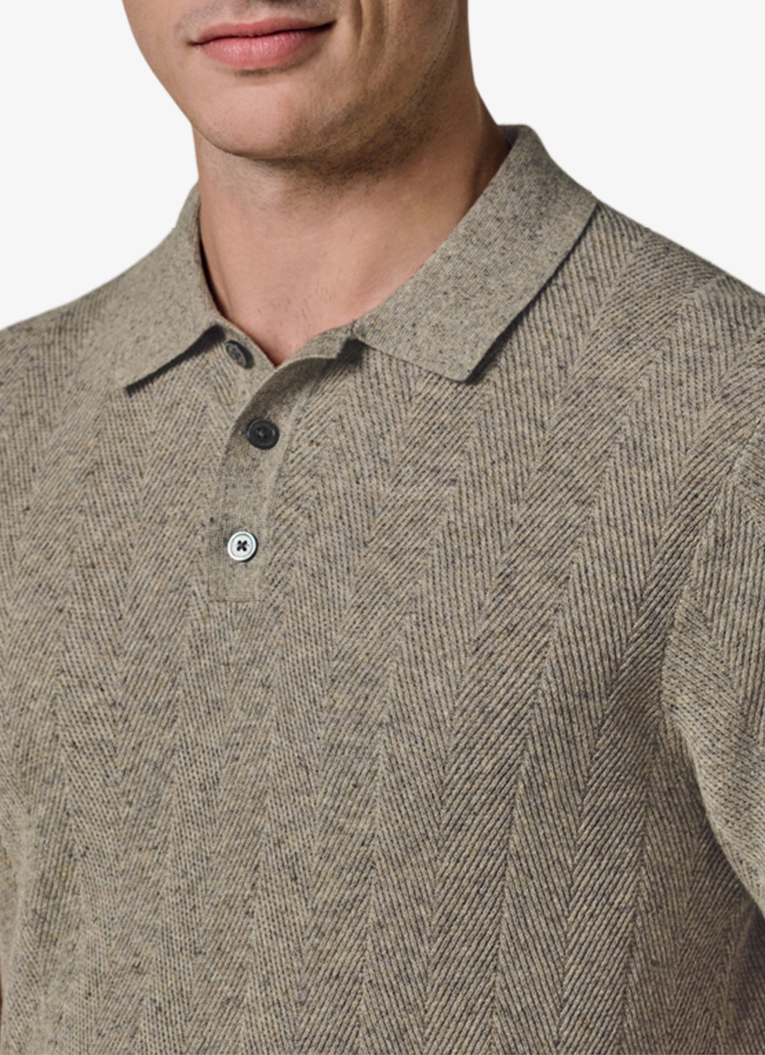 Profuomo Regular fit polo in linnenblend - detail 2 donkerbeige