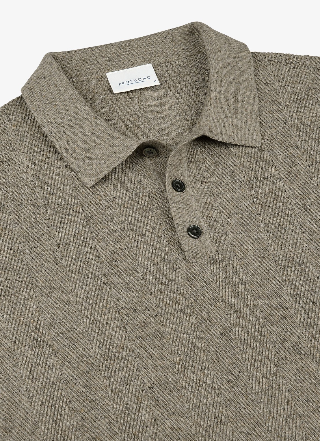 Profuomo Regular fit polo in linnenblend - detail 3 donkerbeige