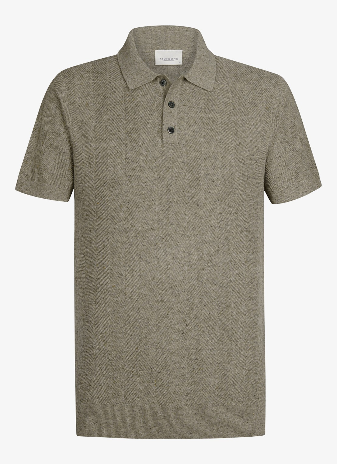 Profuomo Regular fit polo in linnenblend - voorkant 5 donkerbeige