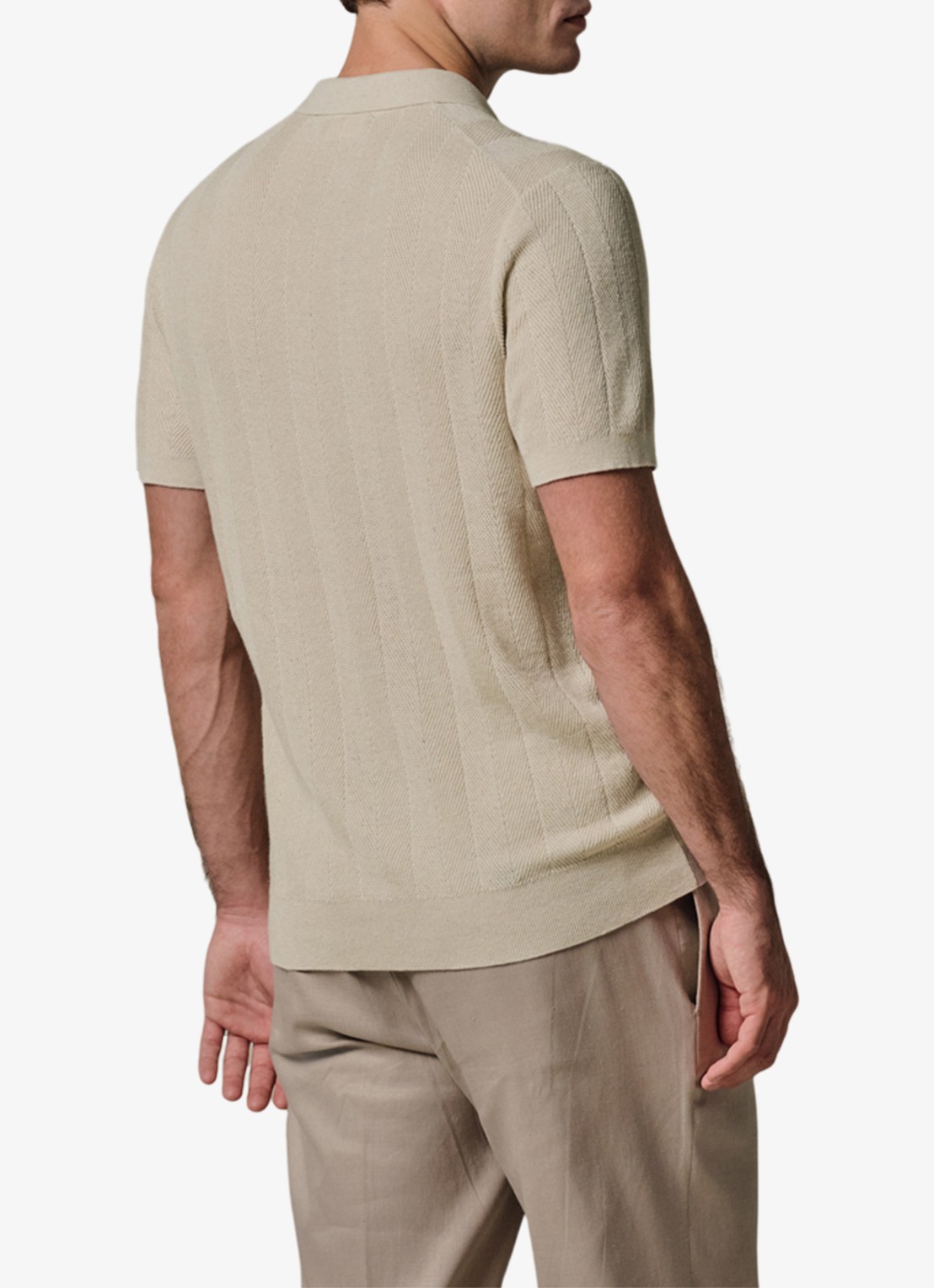 Profuomo Regular fit polo in linnenblend - achterkant 3 beige