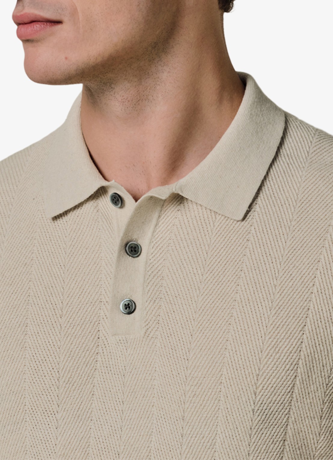 Profuomo Regular fit polo in linnenblend - detail beige