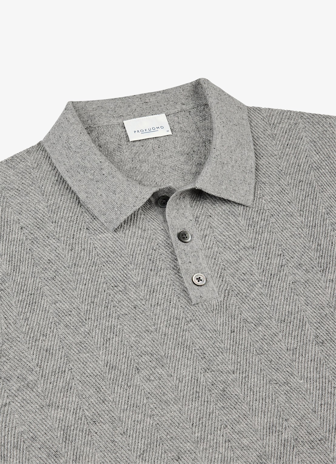 Profuomo Regular fit polo in linnenblend - detail 5 lichtgrijs