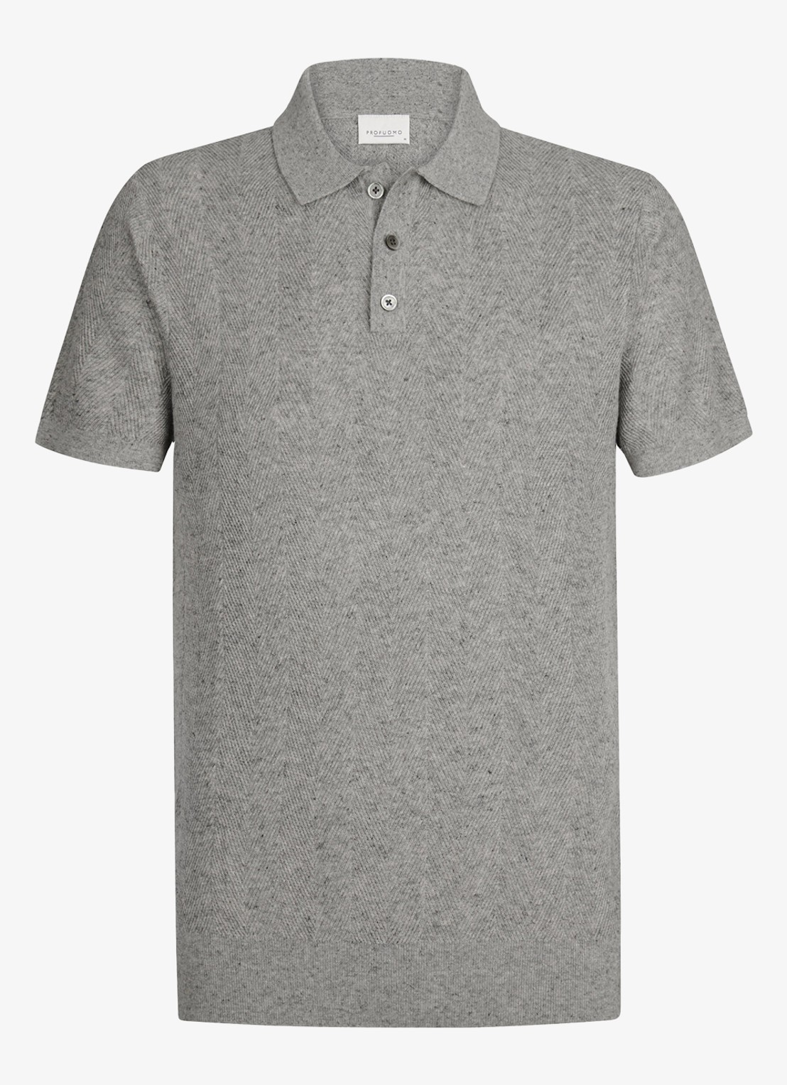 Profuomo Regular fit polo in linnenblend - voorkant lichtgrijs
