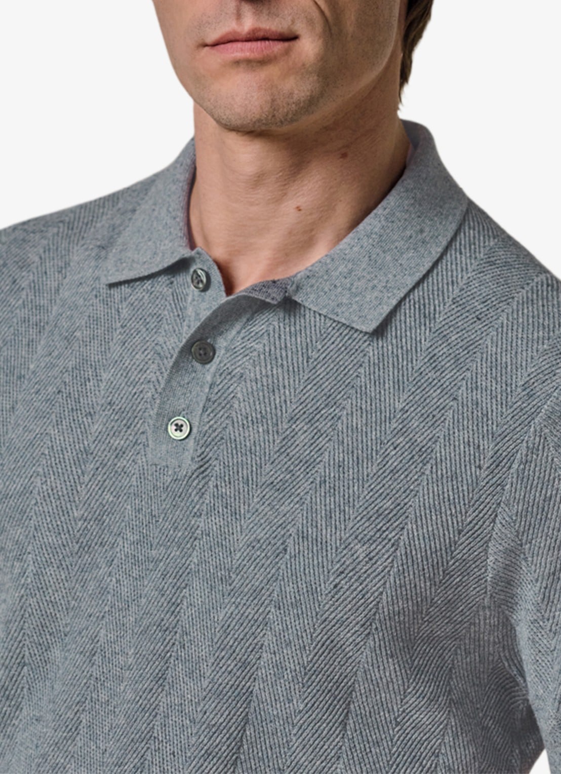 Profuomo Regular fit polo in linnenblend - detail 5 blauw