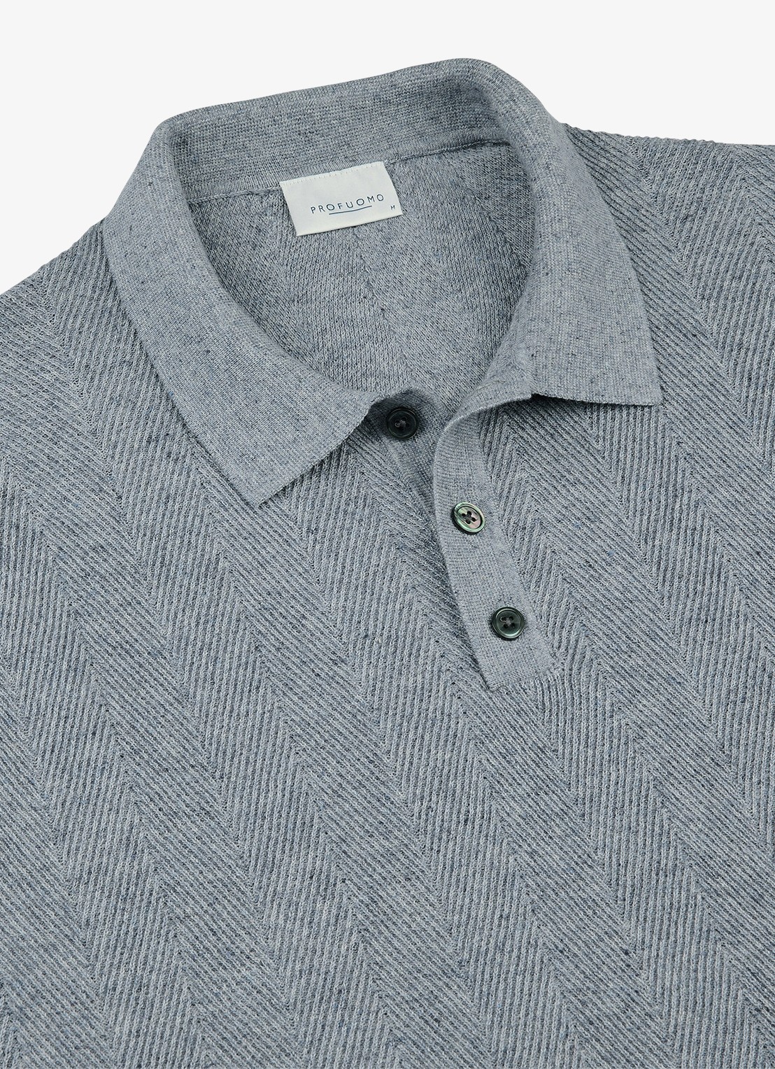 Profuomo Regular fit polo in linnenblend - detail 6 blauw