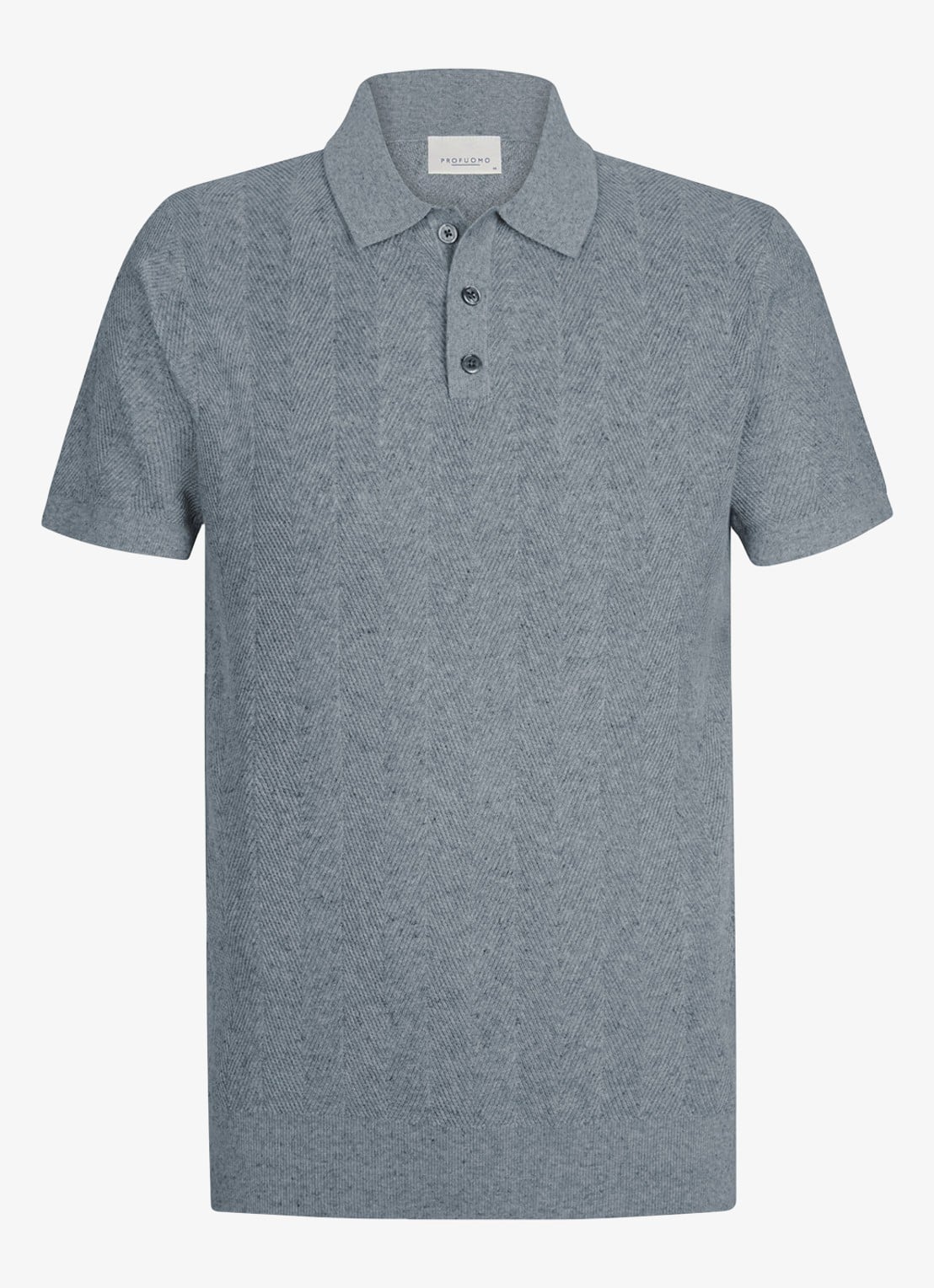 Profuomo Regular fit polo in linnenblend - voorkant 2 blauw