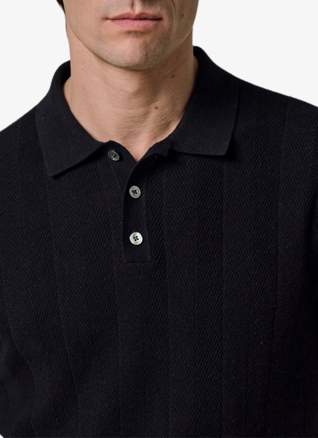 Profuomo Regular fit polo in linnenblend - detail 5 donkerblauw