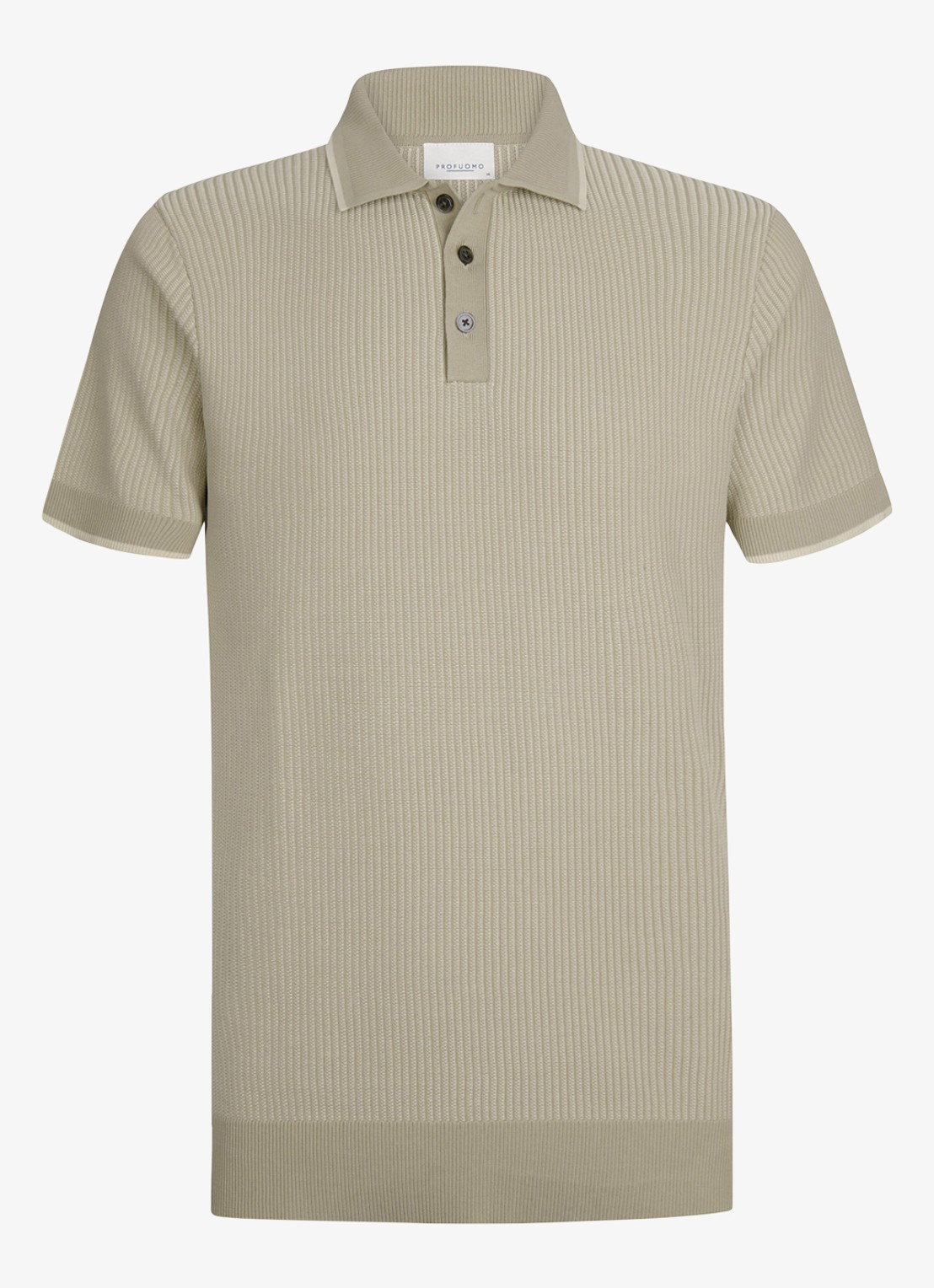 Profuomo Regular fit polo in zijdeblend - voorkant beige