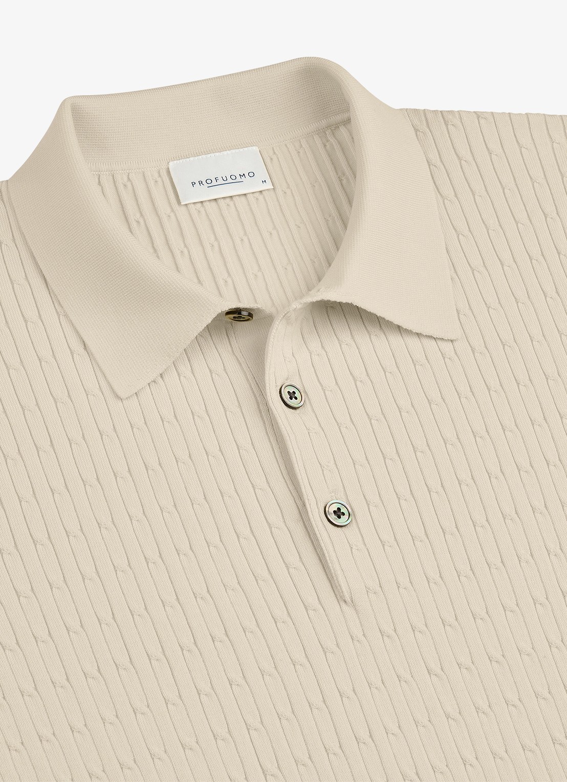 Profuomo Regular fit polo in zijdeblend - detail 3 gebroken wit