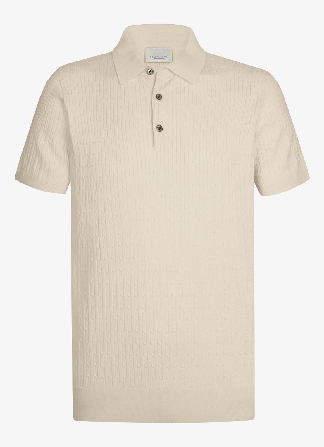 Profuomo Regular fit polo in zijdeblend - voorkant 5 gebroken wit