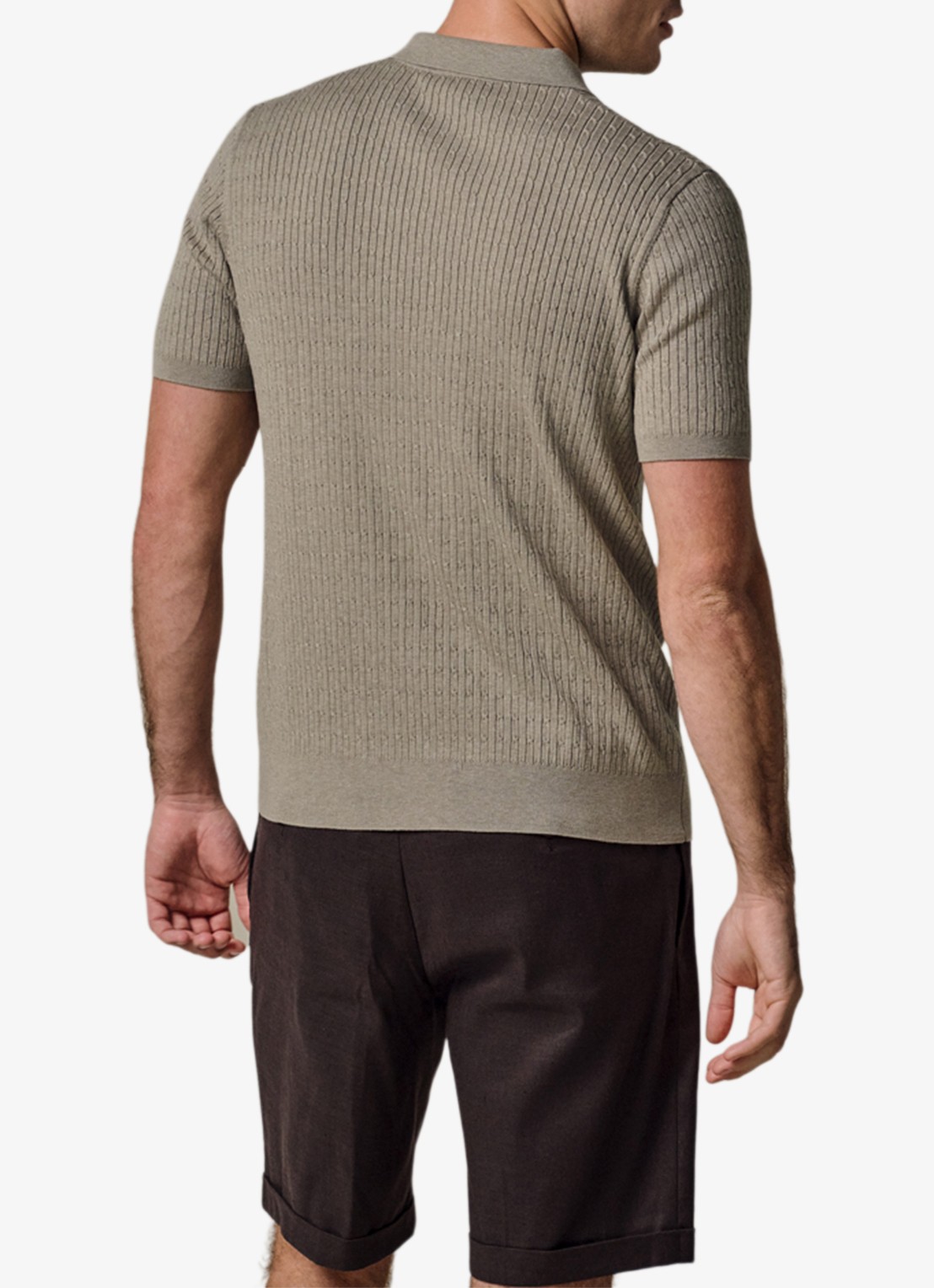 Profuomo Regular fit polo in zijdeblend - achterkant 6 beige