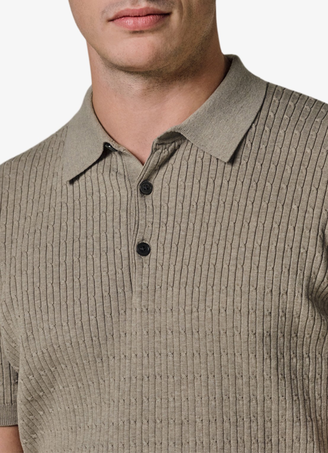 Profuomo Regular fit polo in zijdeblend - detail 4 beige