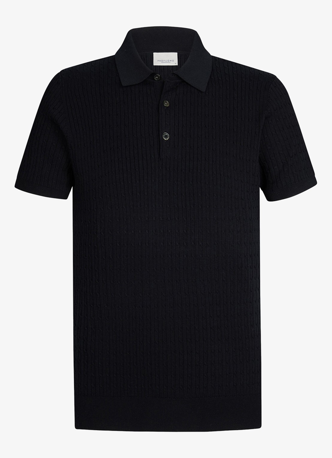 Profuomo Regular fit polo in zijdeblend - voorkant 2 donkerblauw