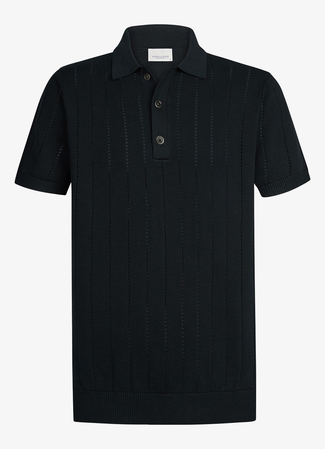 Profuomo Regular fit polo met opengewerkt dessin - voorkant 5 donkerblauw