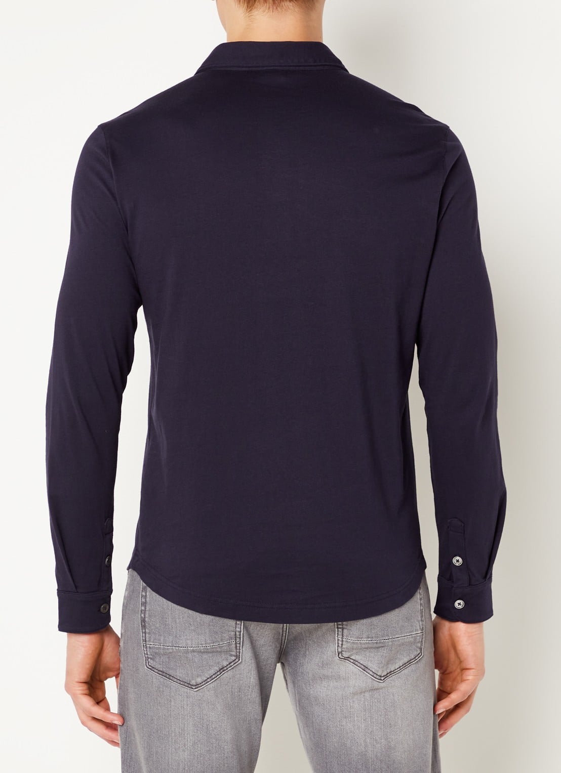 Profuomo Regular fit polo met stretch - achterkant 3 donkerblauw