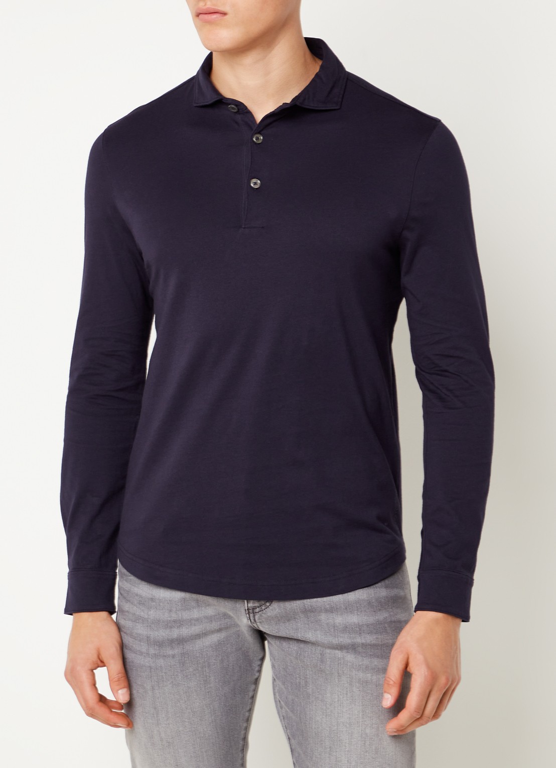 Profuomo Regular fit polo met stretch - detail 4 donkerblauw