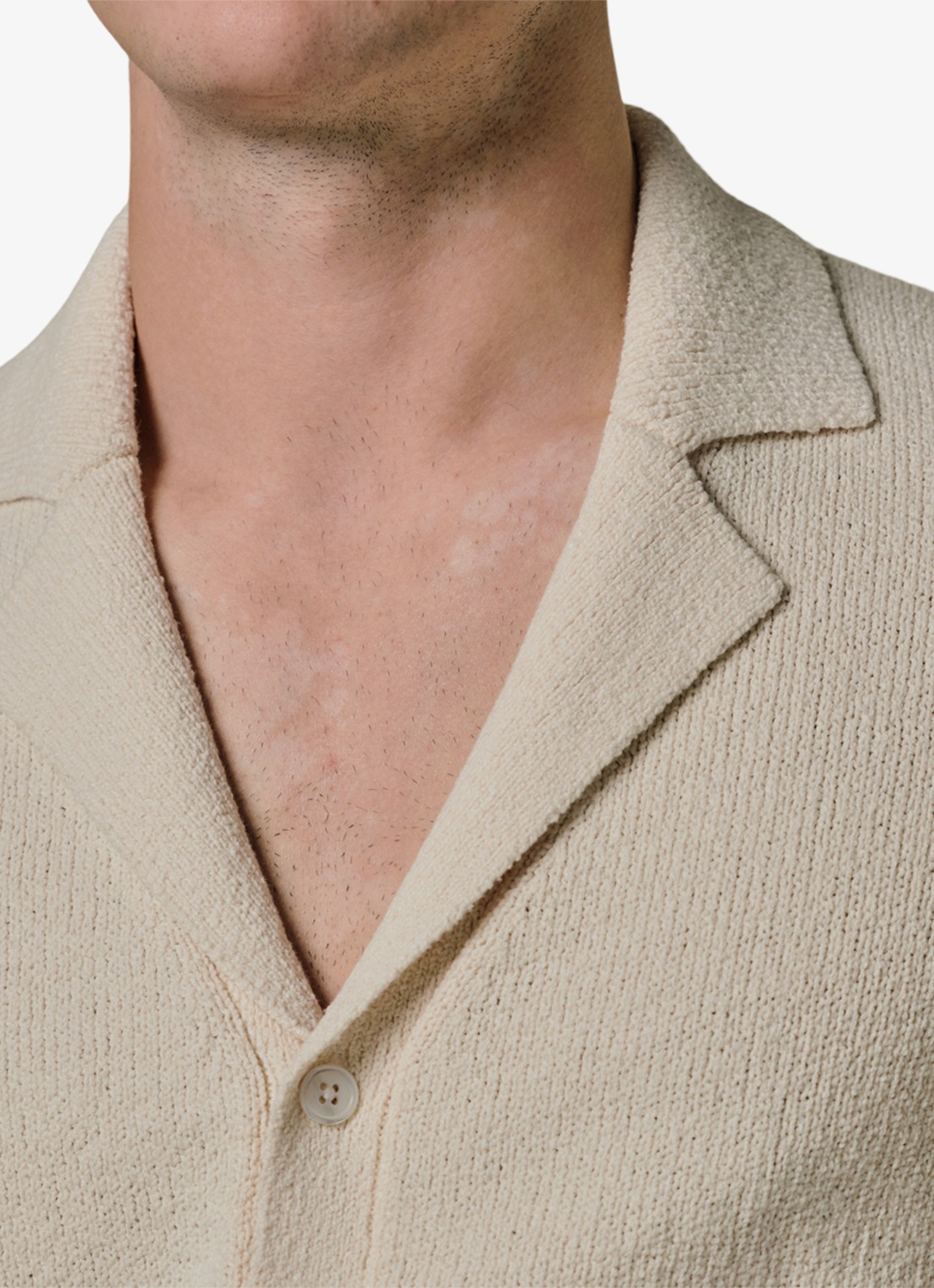 Profuomo Regular fit polo met structuur - detail 2 gebroken wit