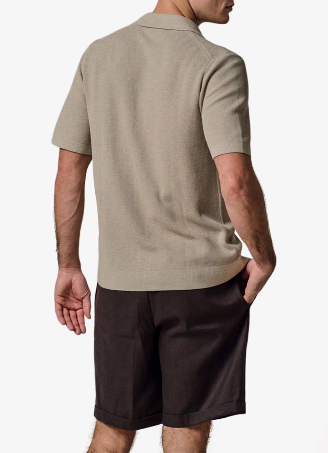 Profuomo Regular fit polo met structuur - achterkant 3 beige