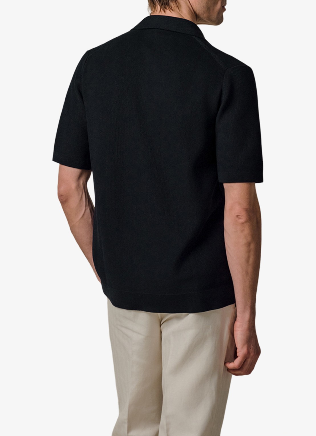 Profuomo Regular fit polo met structuur - achterkant donkerblauw