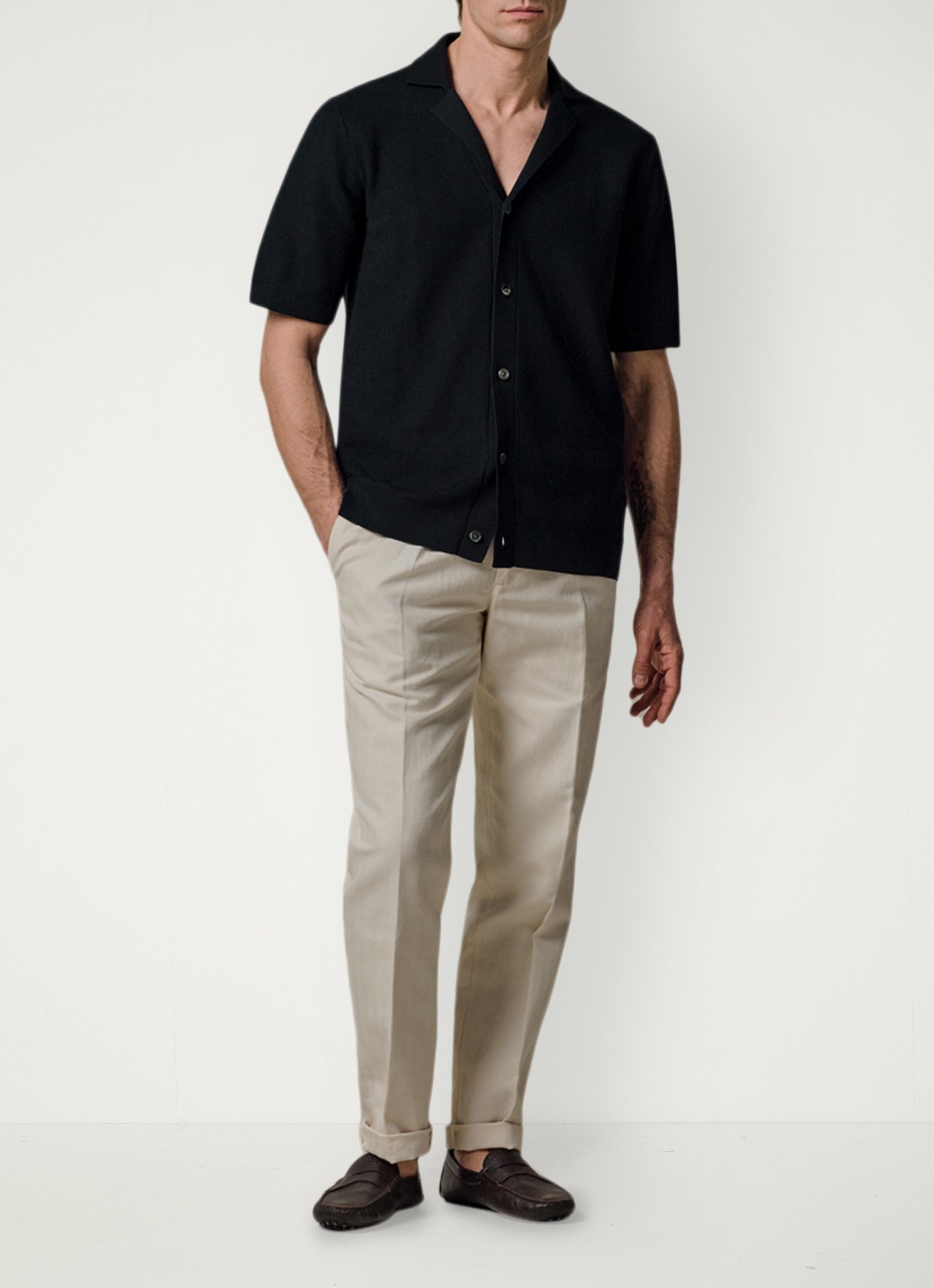 Profuomo Regular fit polo met structuur - voorkant 3 donkerblauw