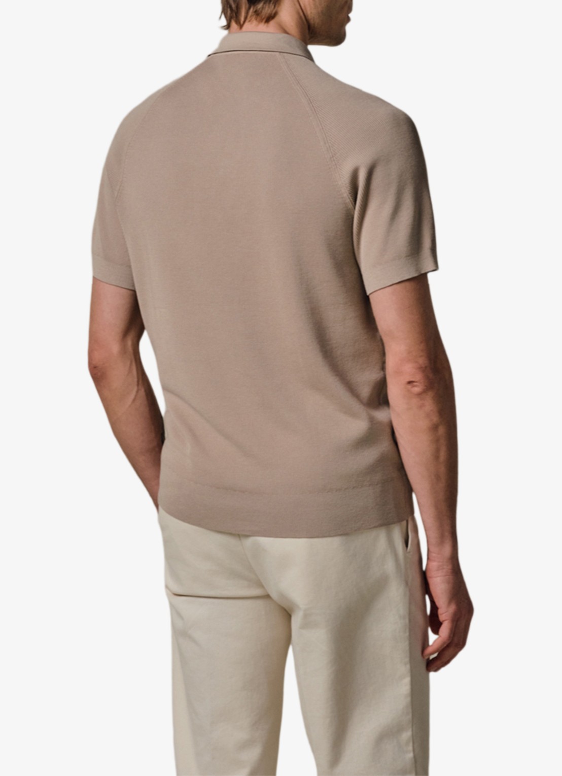 Profuomo Regular fit polo met structuur - achterkant 4 beige