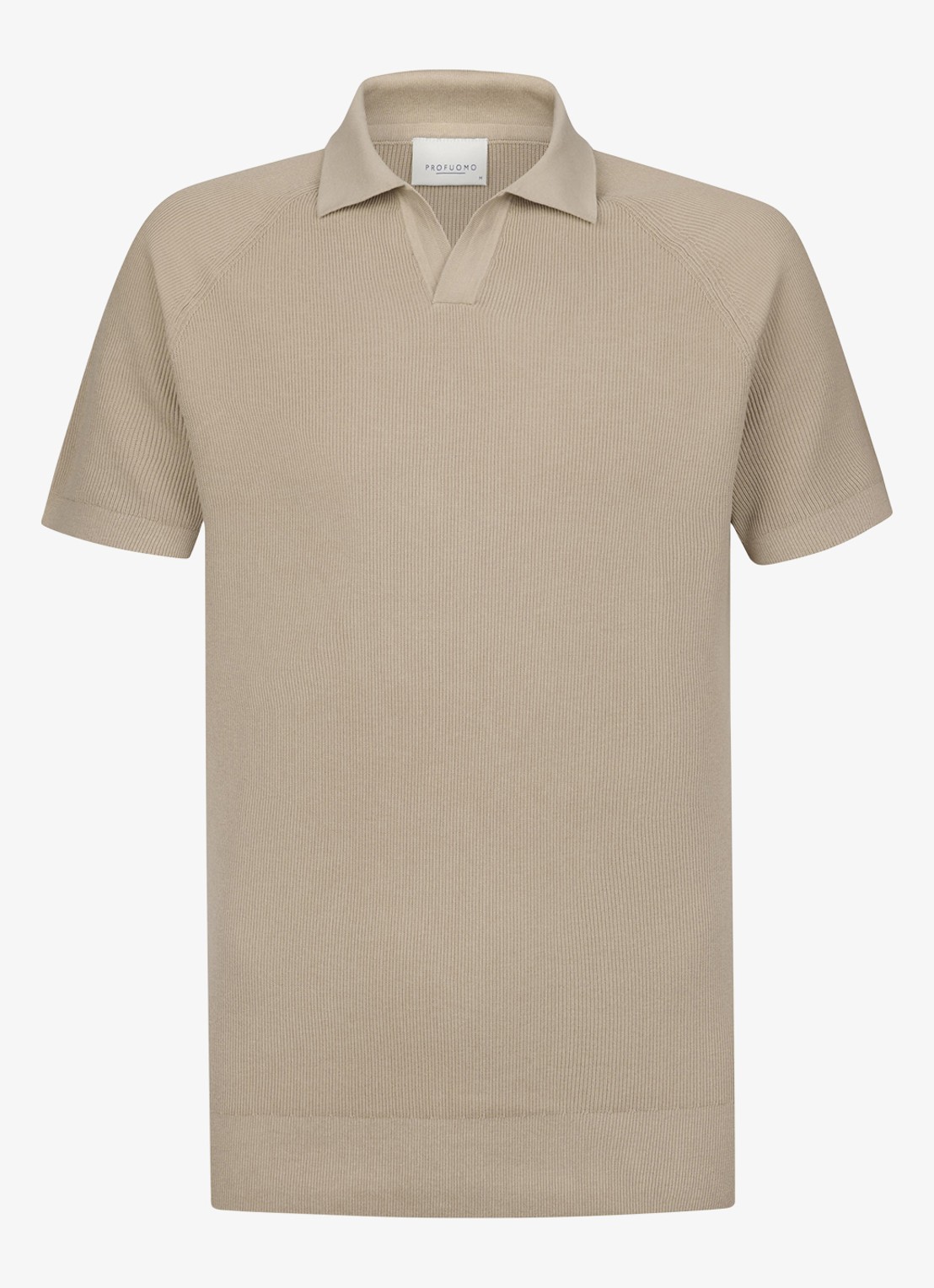 Profuomo Regular fit polo met structuur - voorkant 5 beige
