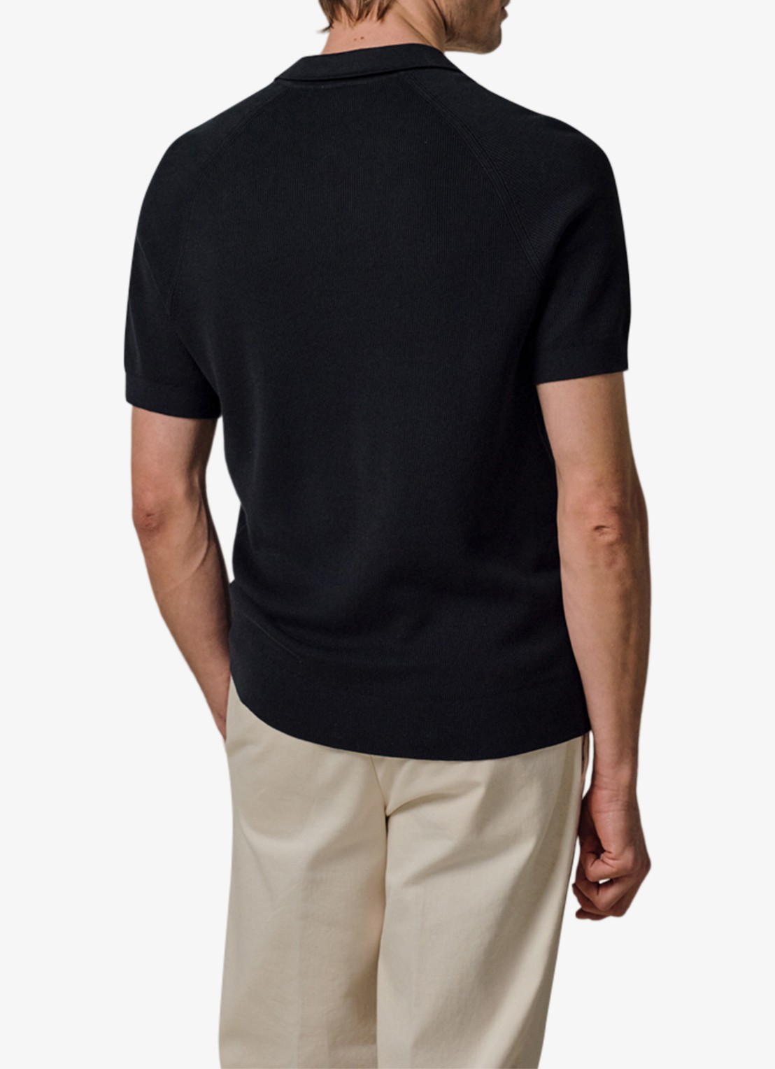 Profuomo Regular fit polo met structuur - achterkant 3 donkerblauw