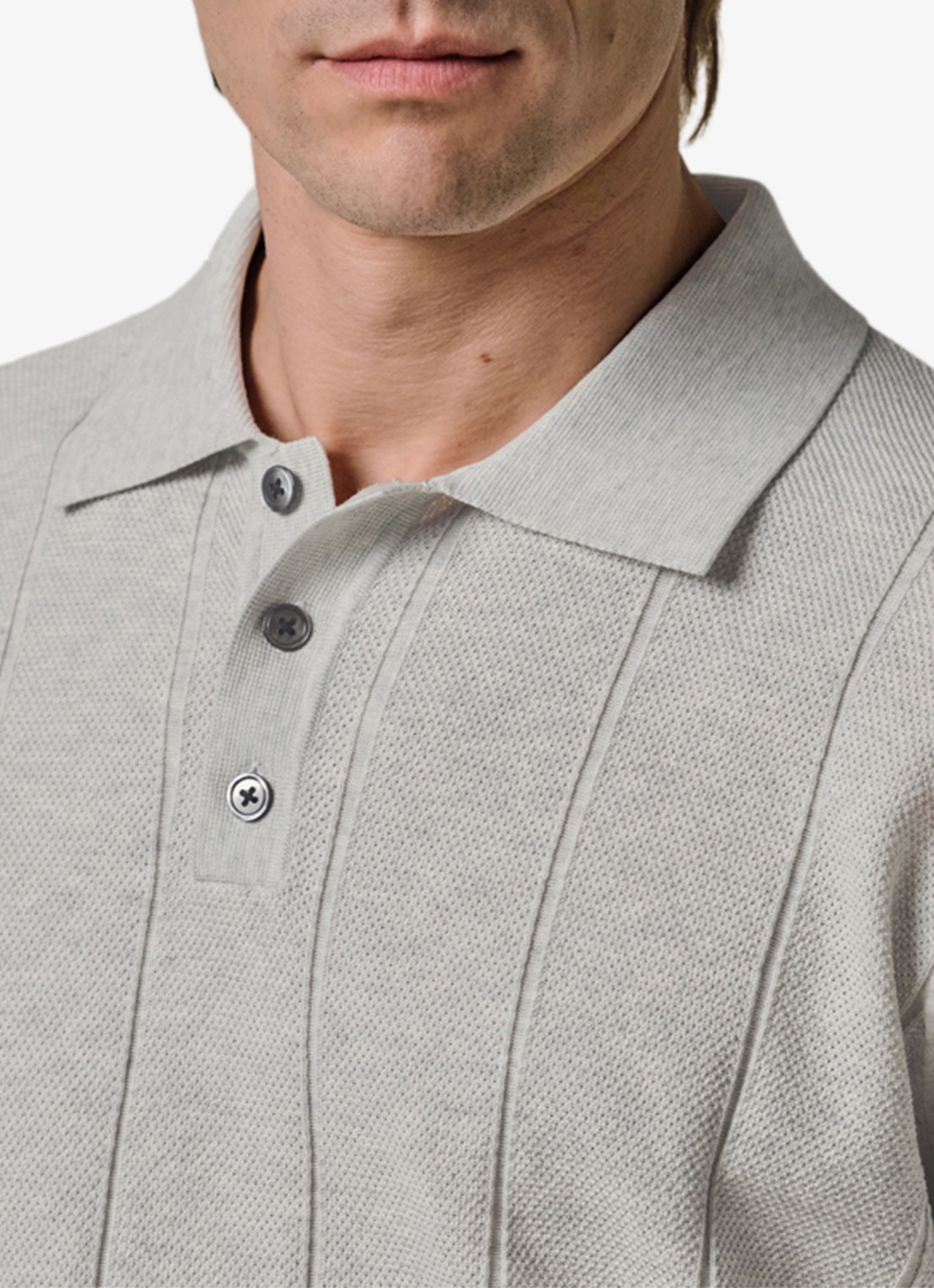 Profuomo Regular fit polo met structuur - detail 2 lichtgrijs