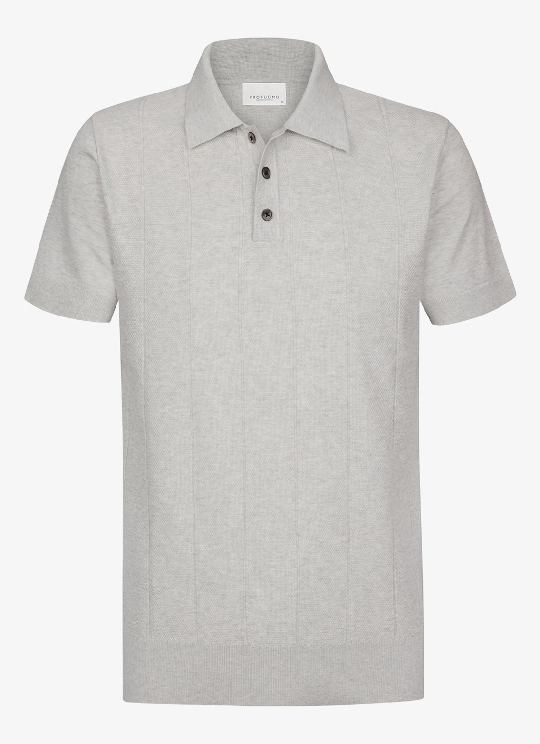 Profuomo Regular fit polo met structuur - voorkant 5 lichtgrijs
