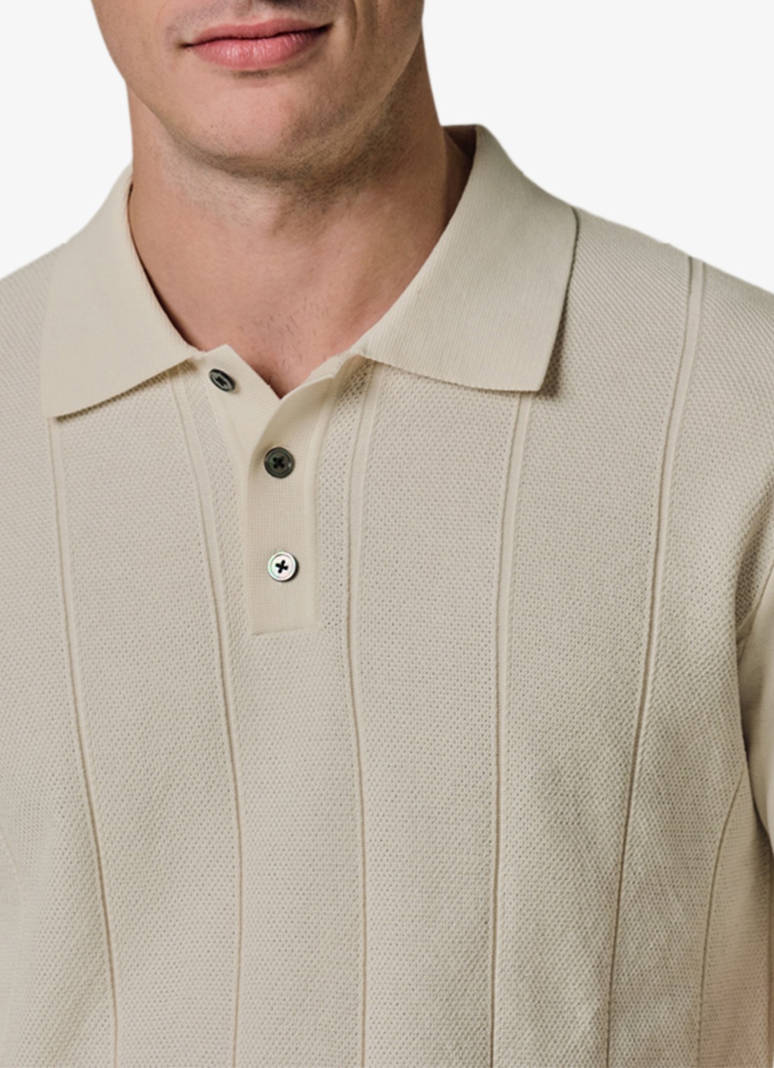 Profuomo Regular fit polo met structuur - detail 2 gebroken wit
