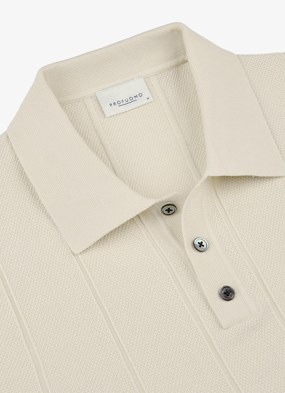 Profuomo Regular fit polo met structuur - detail 3 gebroken wit