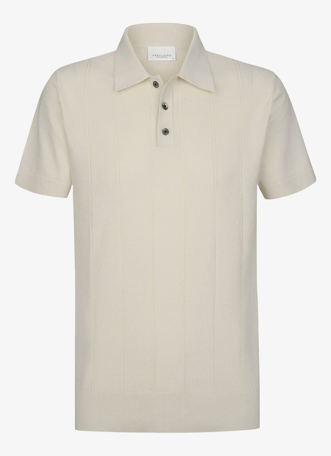 Profuomo Regular fit polo met structuur - voorkant 5 gebroken wit