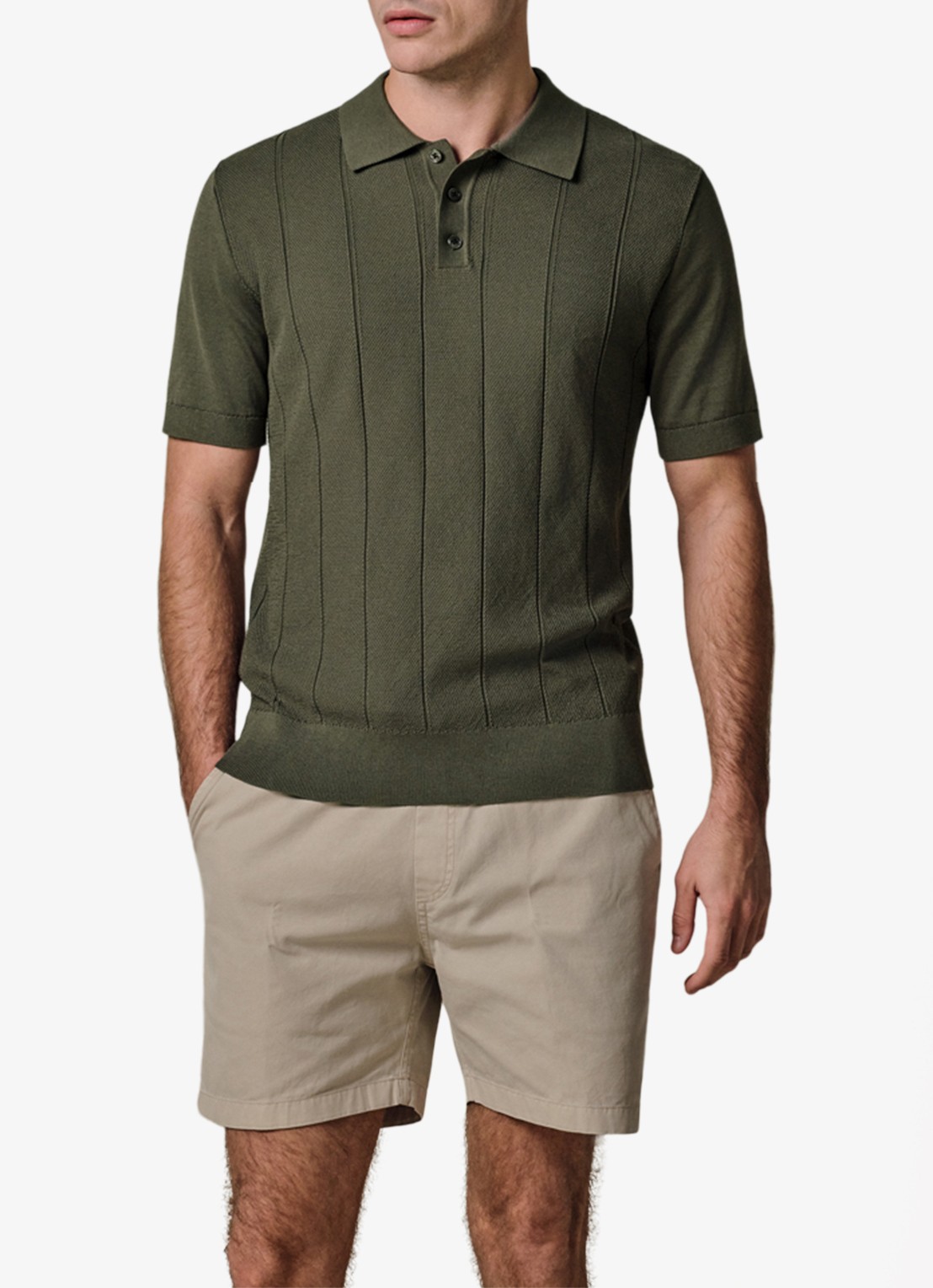 Profuomo Regular fit polo met structuur - detail 4 donkergroen