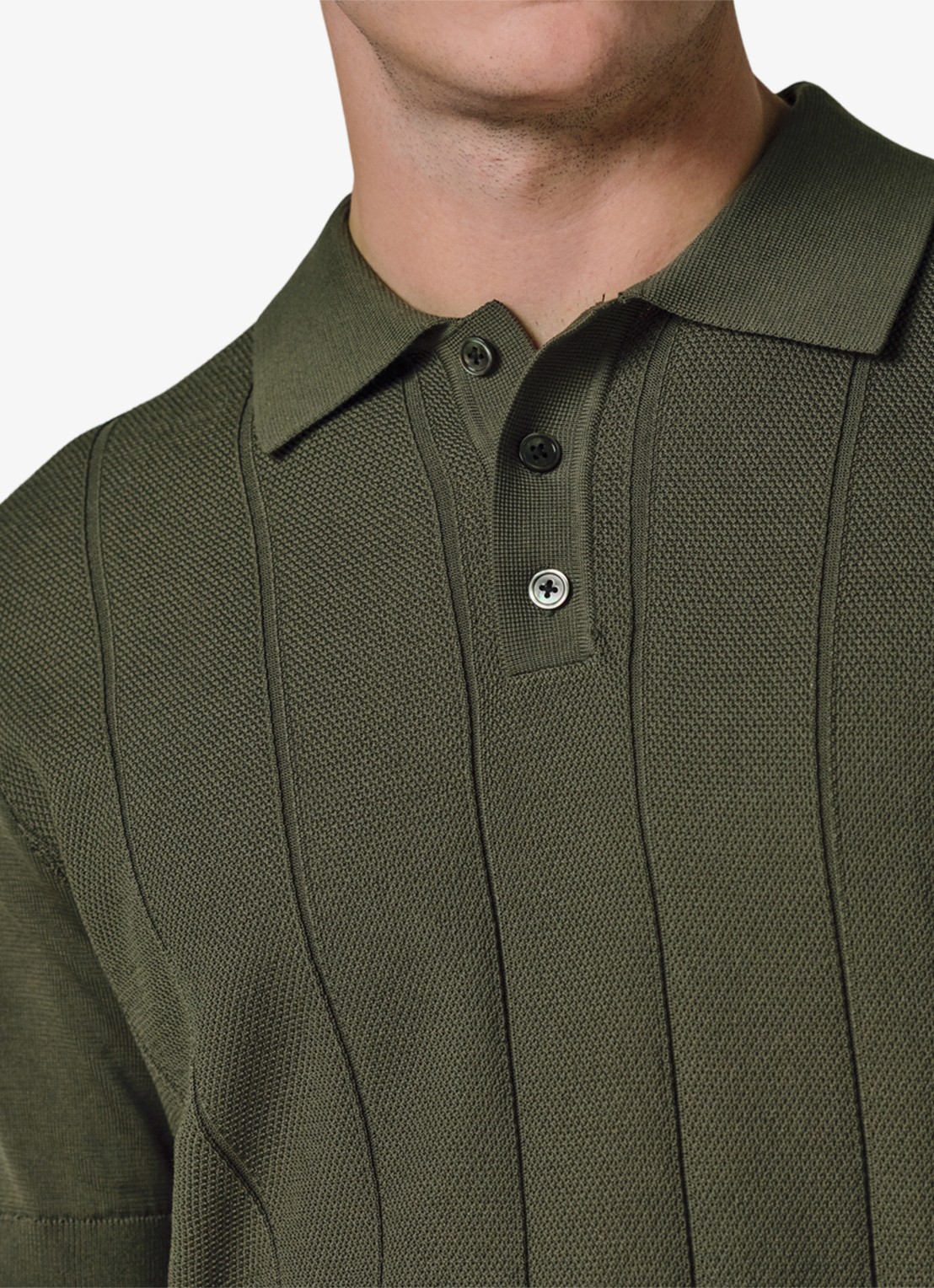 Profuomo Regular fit polo met structuur - detail 5 donkergroen