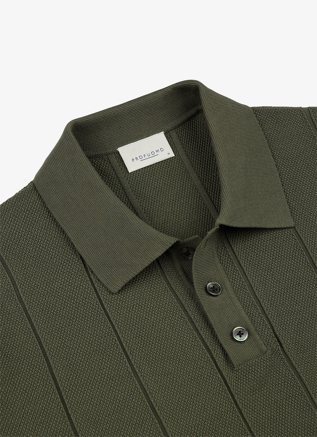 Profuomo Regular fit polo met structuur - detail 6 donkergroen