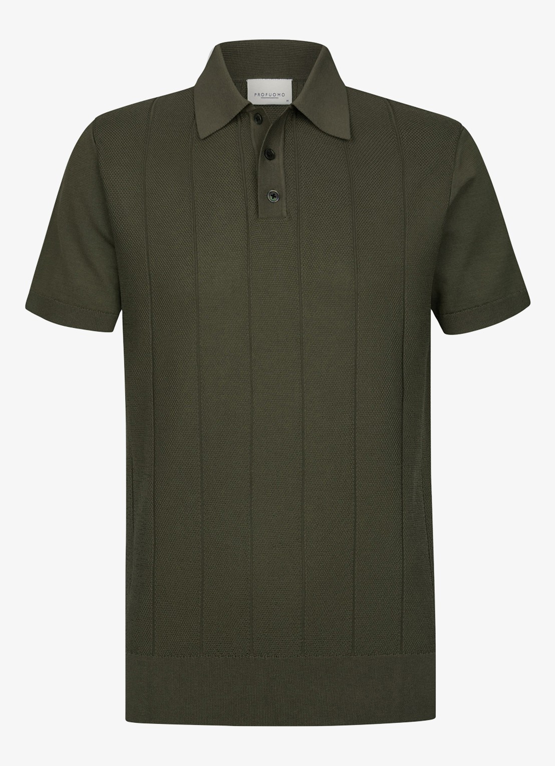 Profuomo Regular fit polo met structuur - voorkant 2 donkergroen