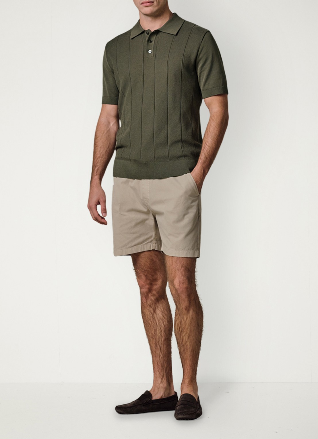 Profuomo Regular fit polo met structuur - voorkant 3 donkergroen