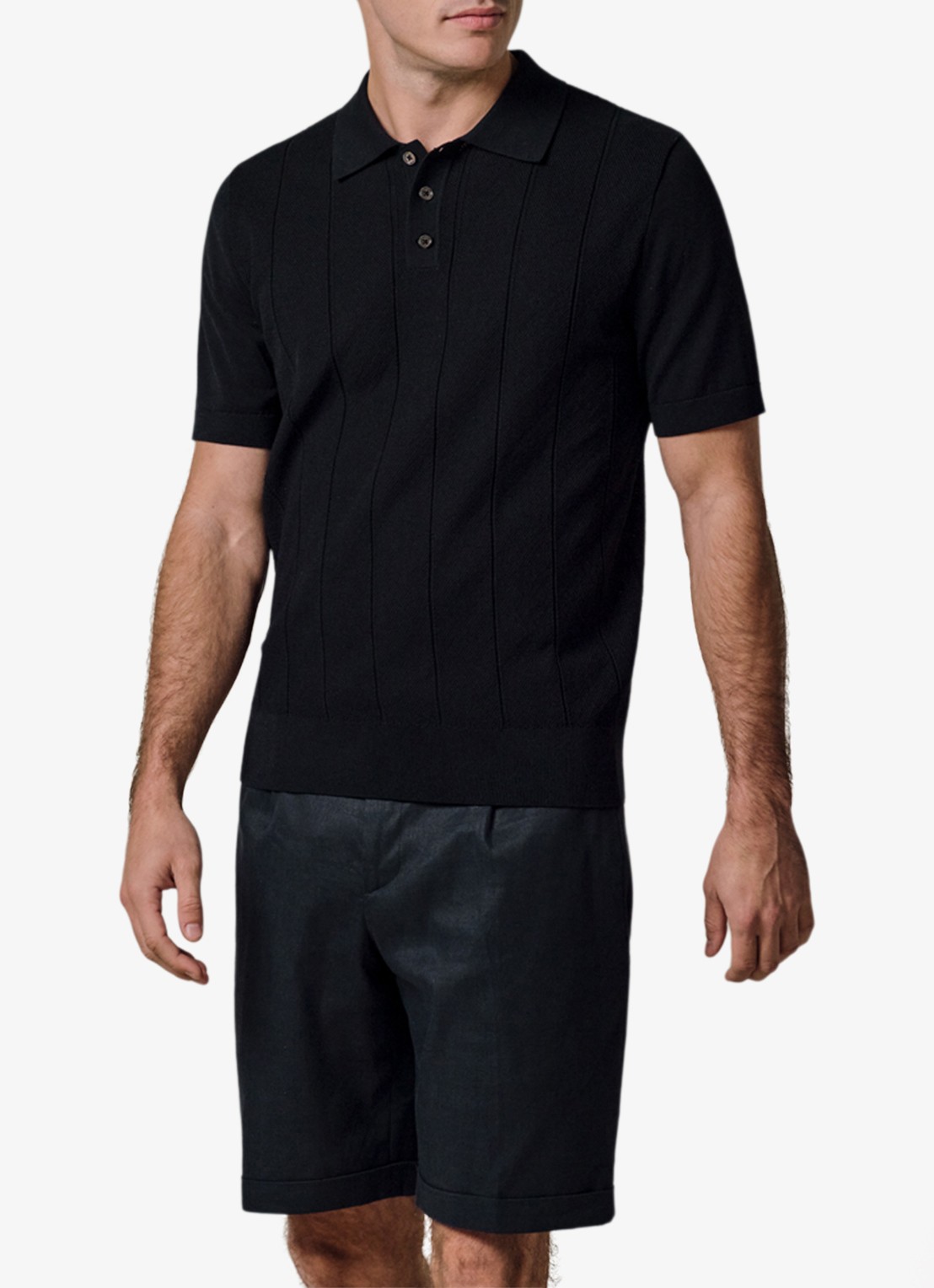 Profuomo Regular fit polo met structuur - detail 4 donkerblauw