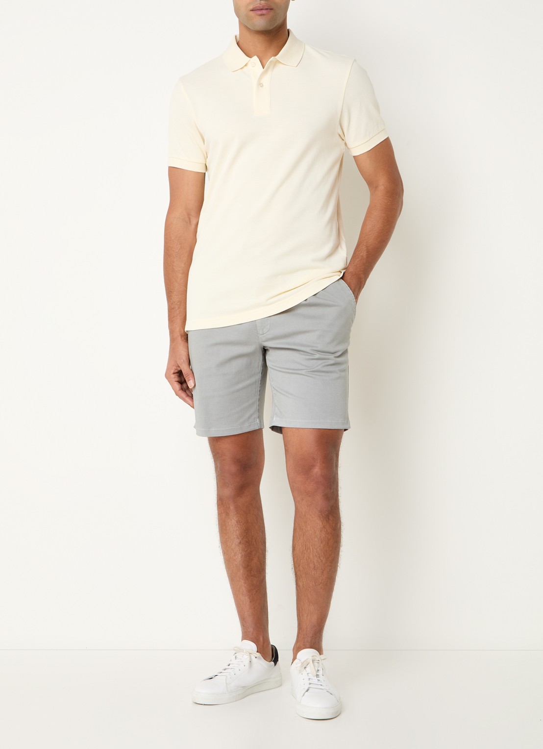 Profuomo Regular fit polo van piqué katoen - voorkant 4 lichtgeel