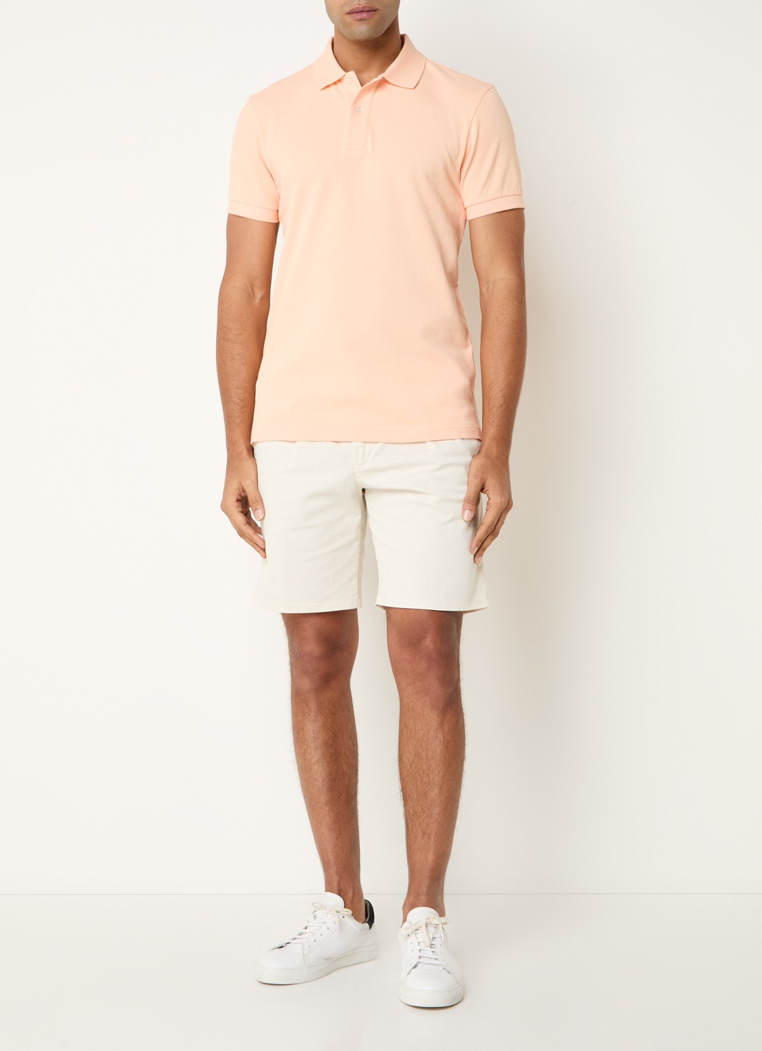 Profuomo Regular fit polo van piqué katoen - voorkant 3 abrikoos