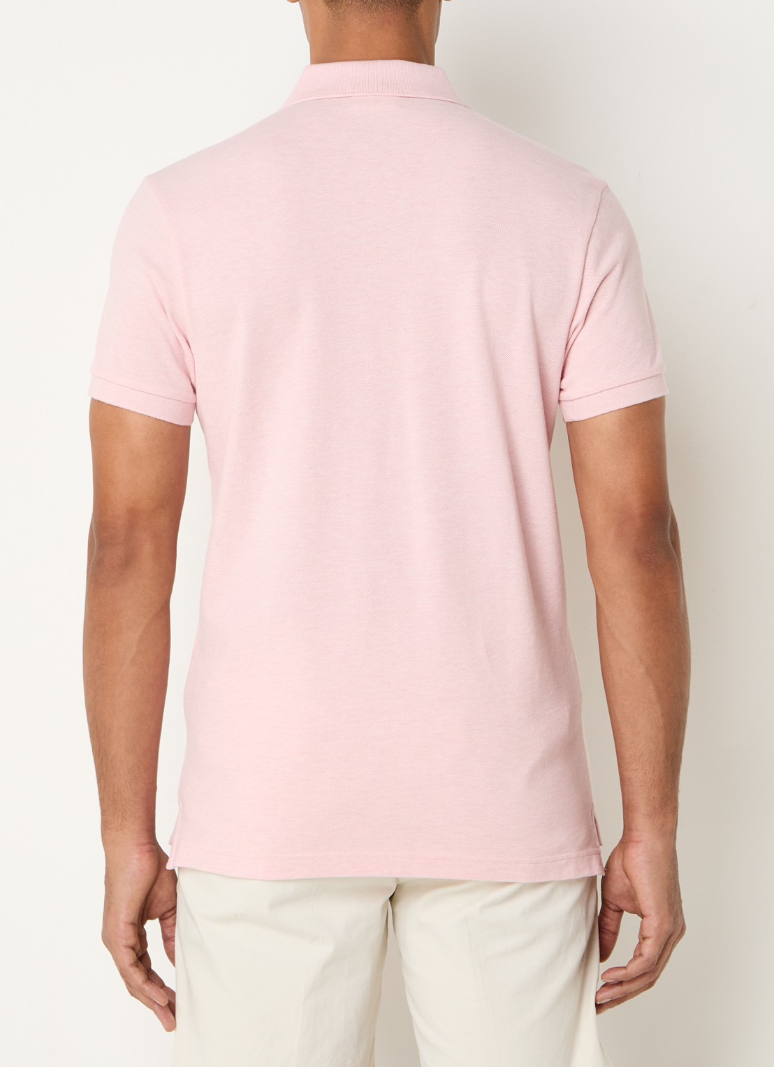 Profuomo Regular fit polo van piqué katoen - achterkant 4 lichtroze