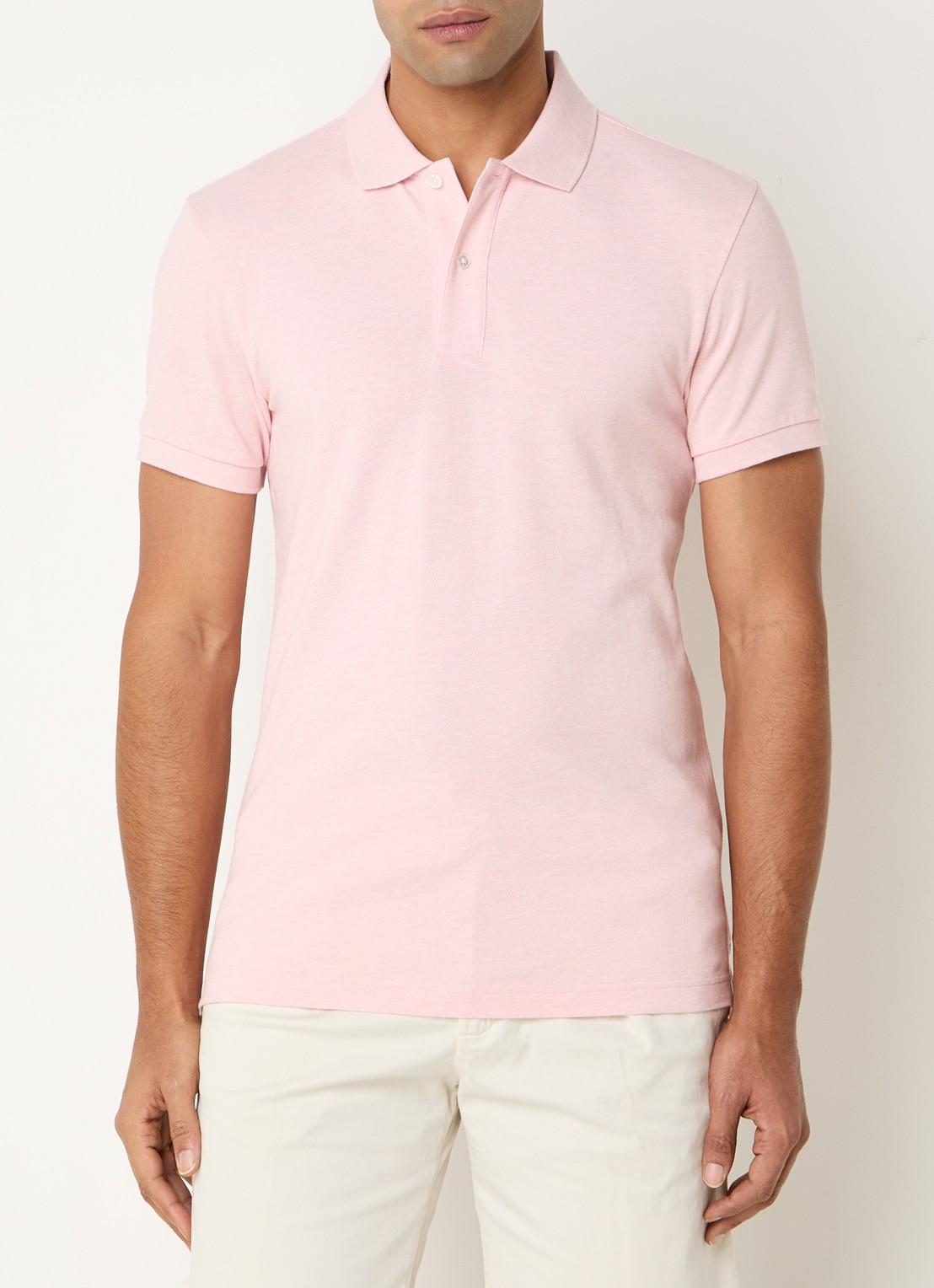 Profuomo Regular fit polo van piqué katoen - detail lichtroze