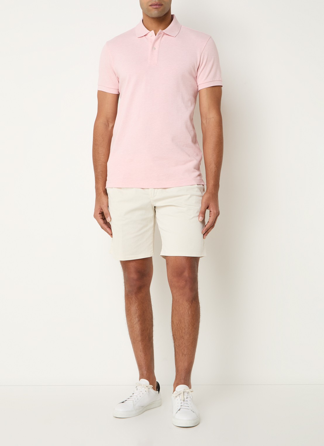 Profuomo Regular fit polo van piqué katoen - voorkant 3 lichtroze
