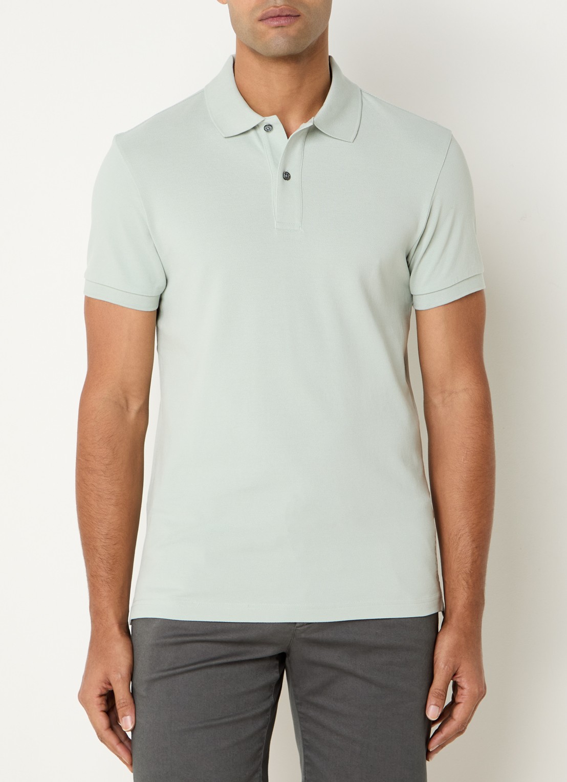 Profuomo Regular fit polo van piqué katoen - detail lindegroen