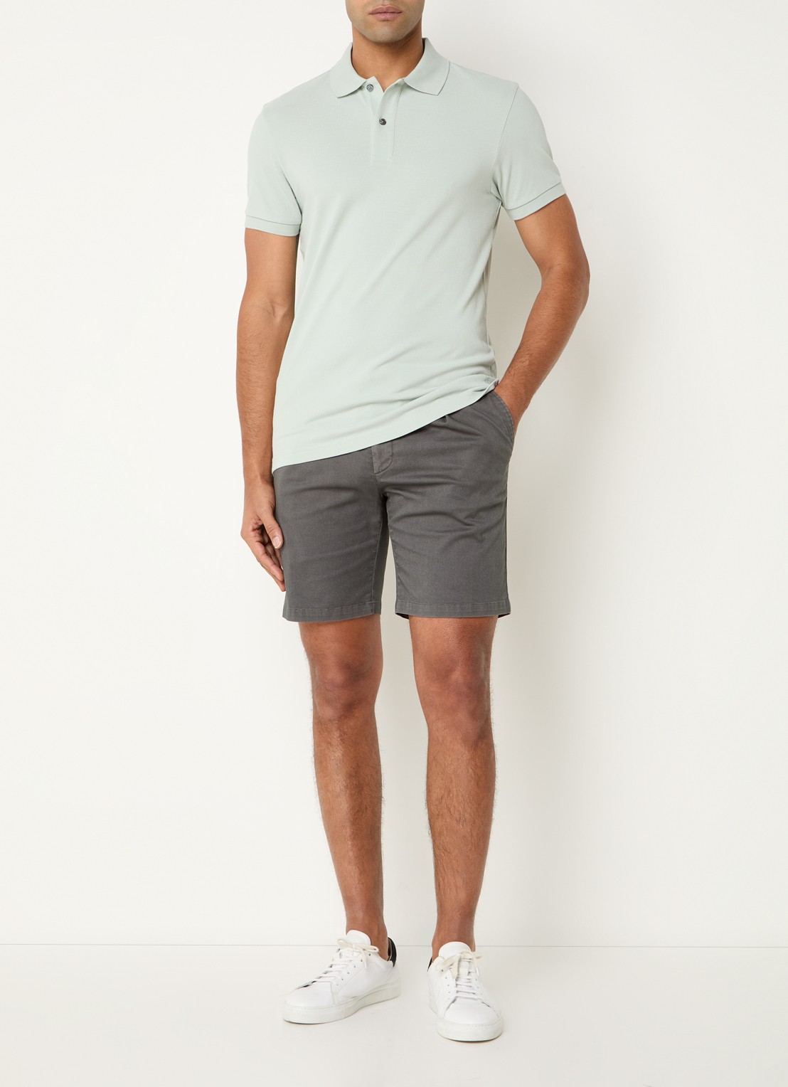 Profuomo Regular fit polo van piqué katoen - voorkant 3 lindegroen