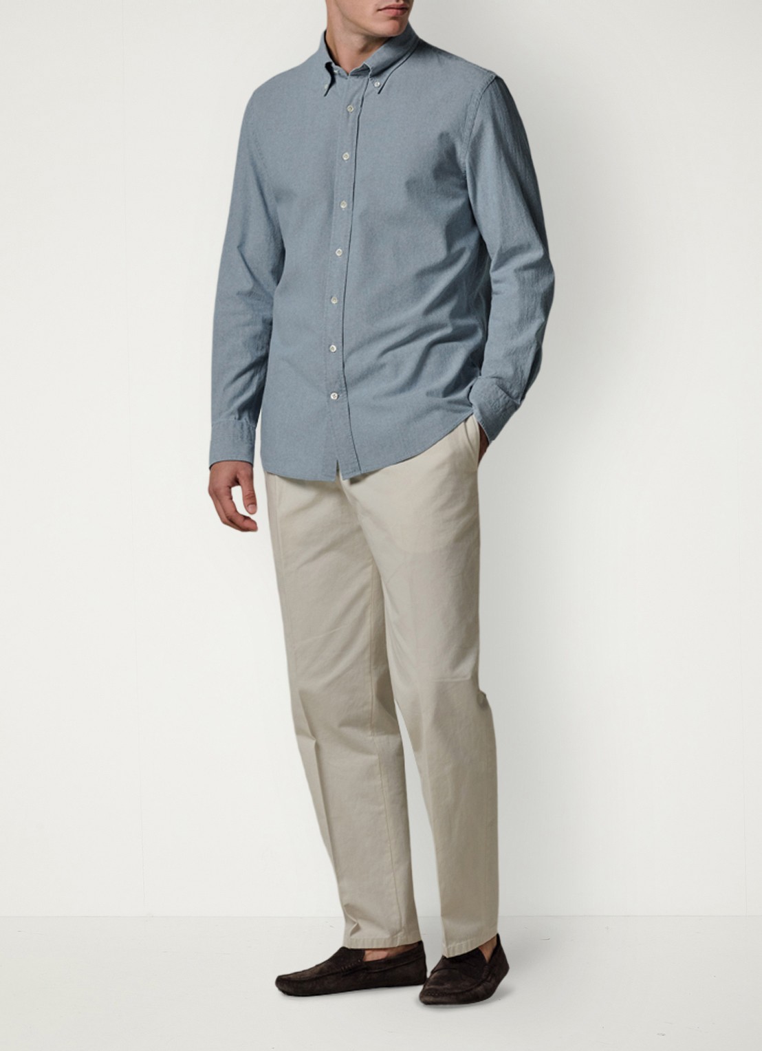 Profuomo Relax fit denim shirt - voorkant 3 blauw