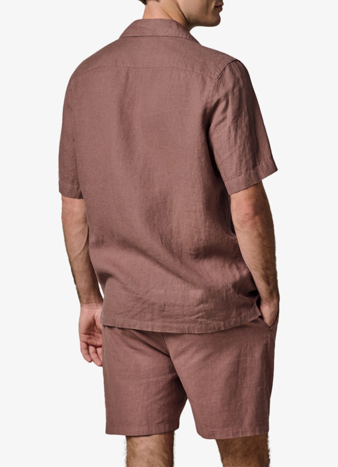 Profuomo Relax fit shirt in linnen - achterkant clay