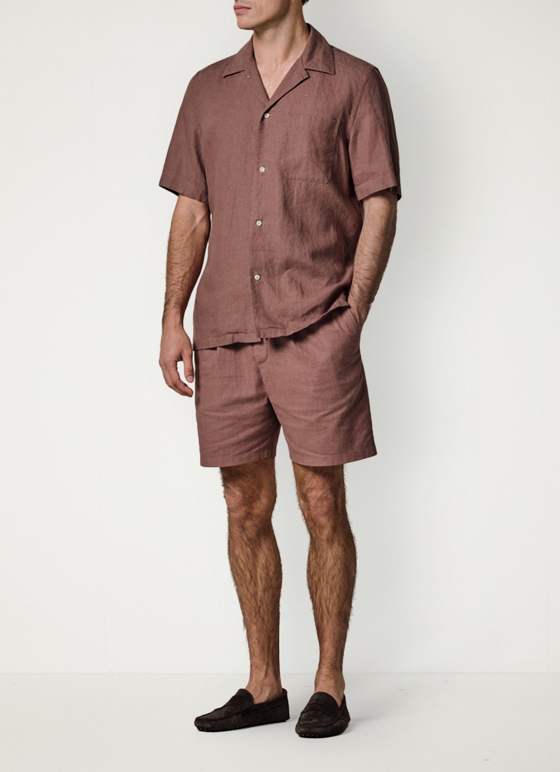 Profuomo Relax fit shirt in linnen - voorkant 6 clay