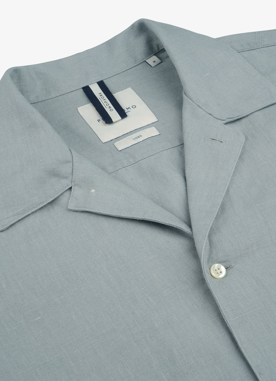 Profuomo Relax fit shirt in linnen - detail 4 blauwgrijs